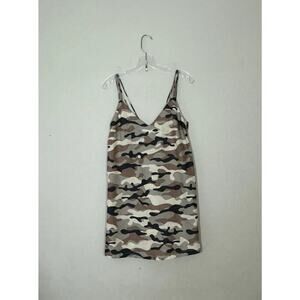 Zara Women’s Size XS Camo Print Linen Blend Dress Sundress Vacation Travel Light